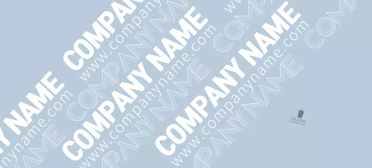 Blue text brand name