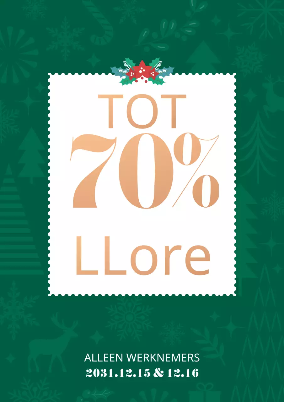 Poster voor personeelsverkoop met achtergrond van groen illustratiepatroon