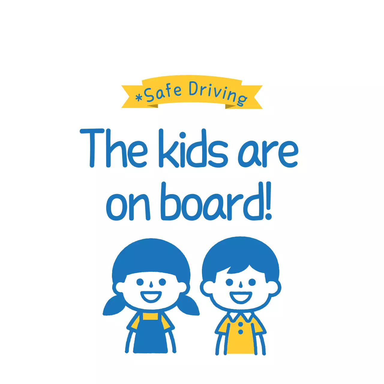 Yellow and Blue Illustrated Safe Driving Kids in a Car Guide