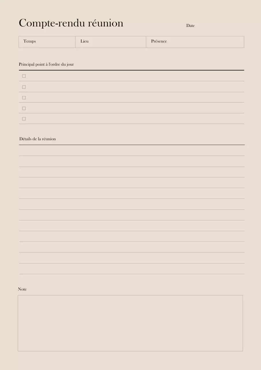 Brown, émotionnel Procès-verbal de la réunion GoodNote