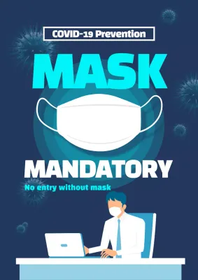 Blue Modern Covid-19 Announcement Poster