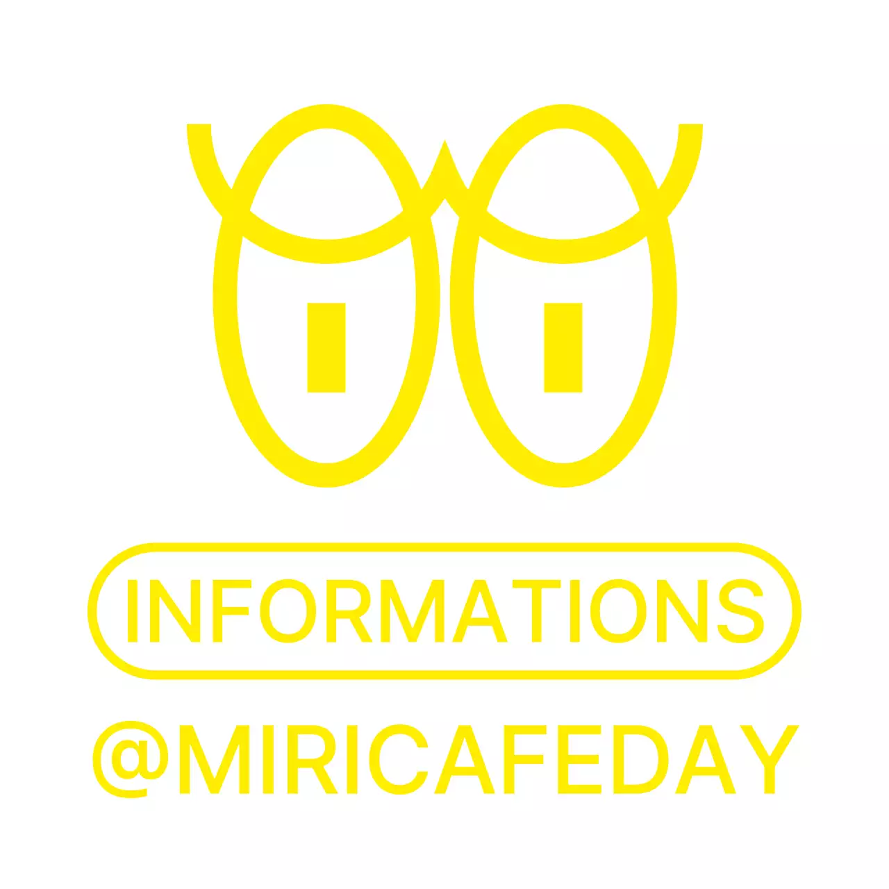 Illustration d'un œil rebondissant mignon et propre en jaune avec une combinaison de texte Style Cafe