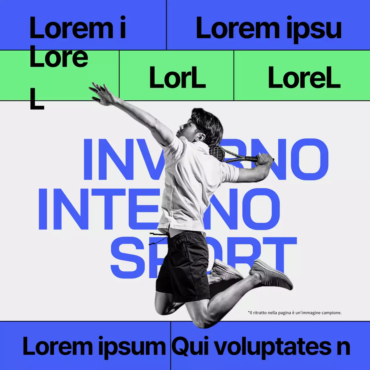 Informazioni sugli sport invernali indoor in blu e chartreuse