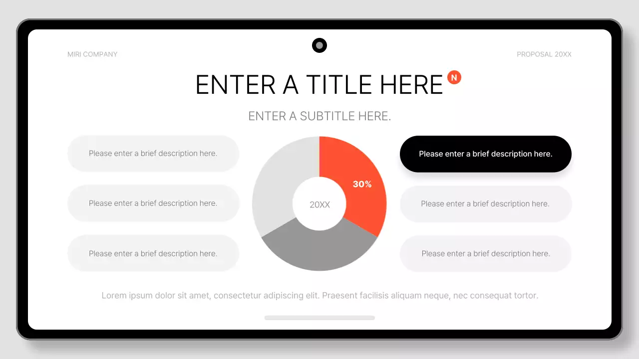 검정색과 흰색의 깔끔한 태블릿 패드 비즈니스 제안서