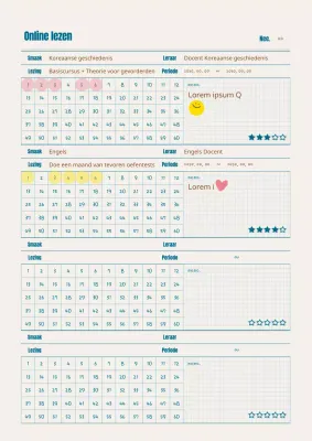 Turquoise en bruine syllabus voor in de klas