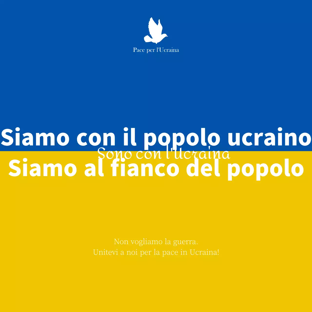 Messaggi di guerra e di pace in blu e giallo