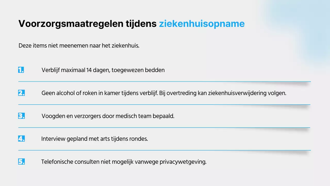 Een gids voor het ziekenhuisleven met blauwe kleuren, strakke lijnen en schaduwen