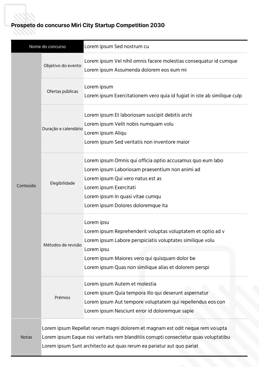 Proposta de concurso simples e preto