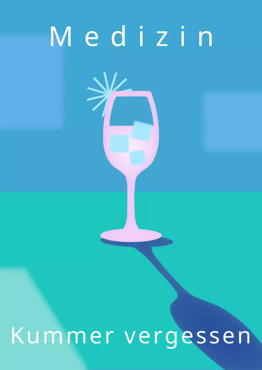 Cocktail-Poster in Blau und Rosa