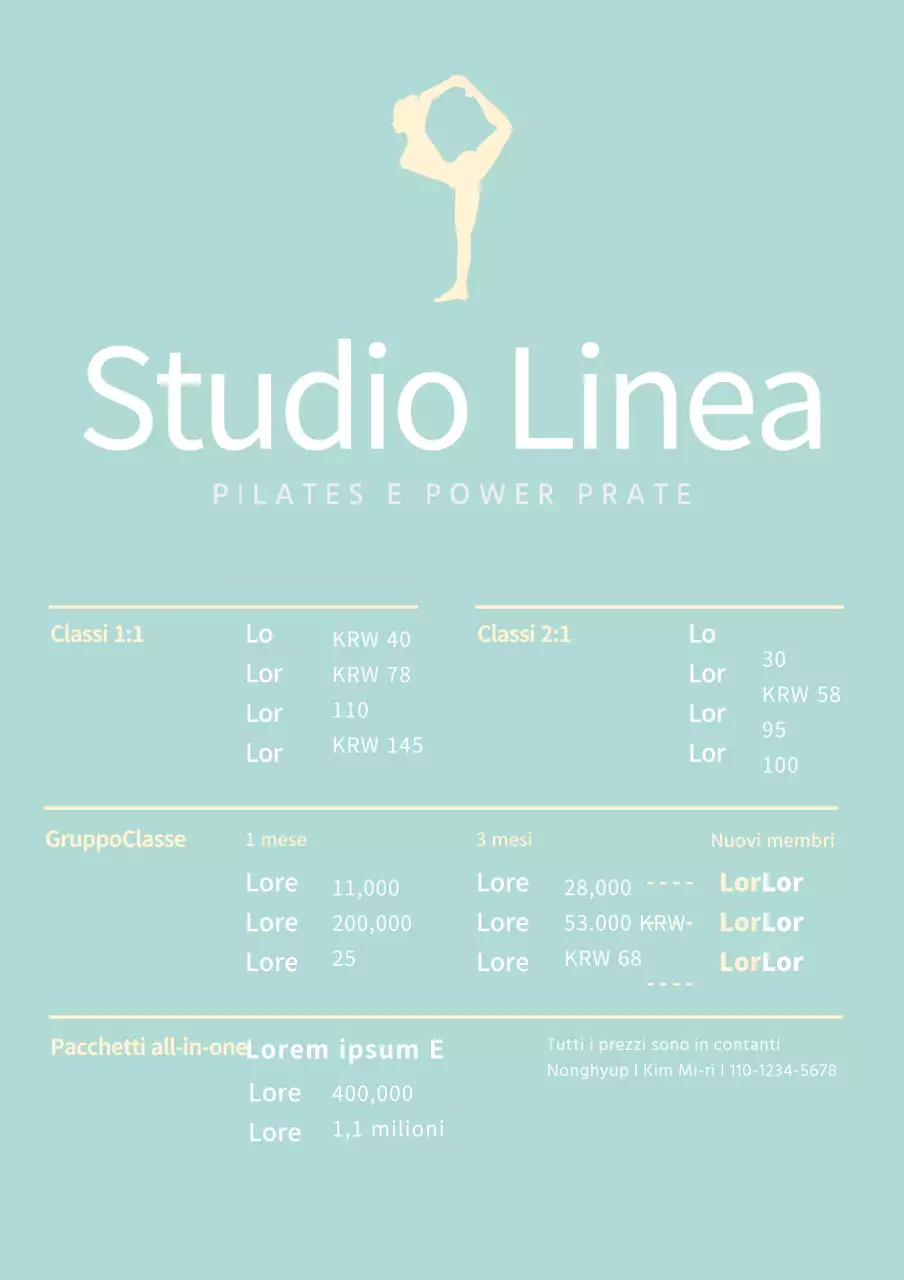 Mint Simple Pilates Menu Board Supporto in acrilico