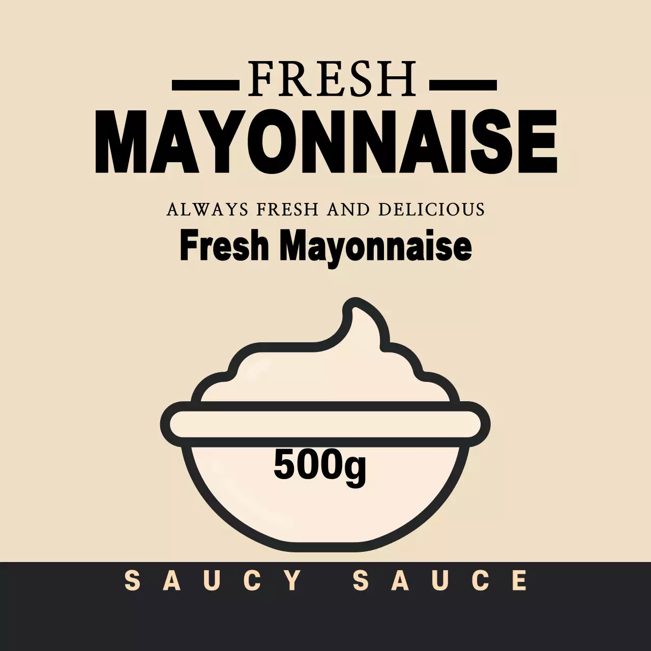 Yellow beige illustration cute mayonnaise sauce umshik label