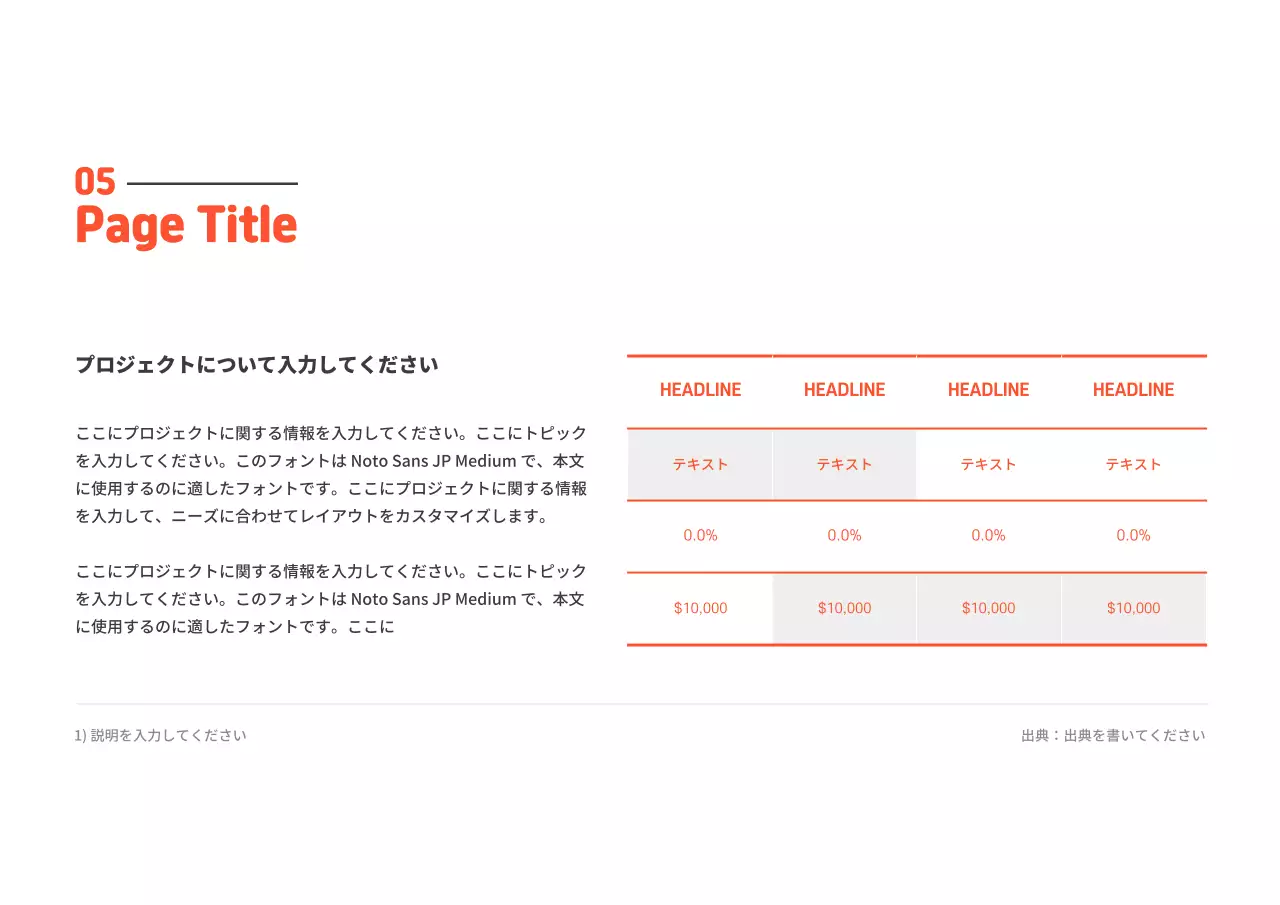 オレンジ シンプル プロジェクト 企画書 プレゼンテーション