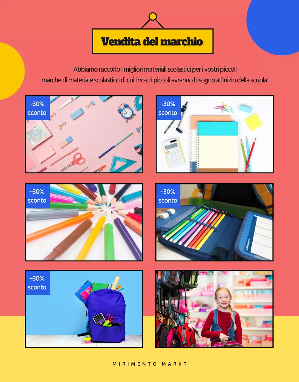 Una carrellata colorata e illustrata di articoli per il back-to-school preferiti prima del mercato.