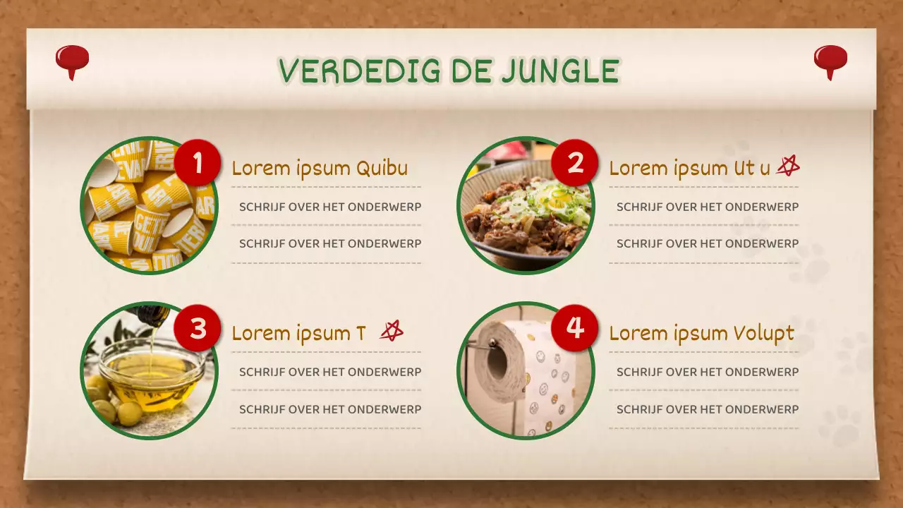 Bruin en Groen Memobord Concept Jungle Verhaal