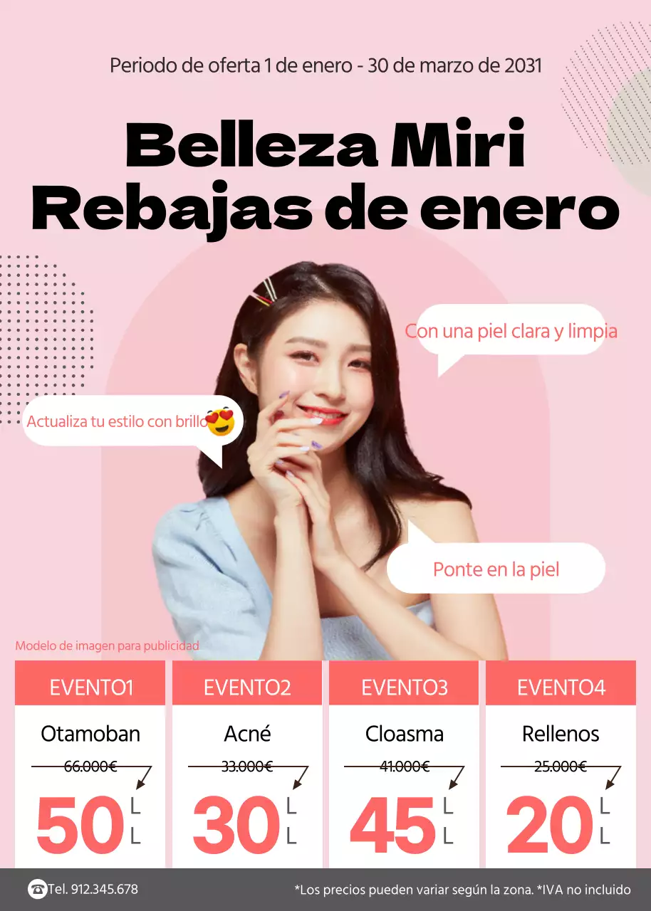 Venta de belleza resaltada con texto de burbujas rosas