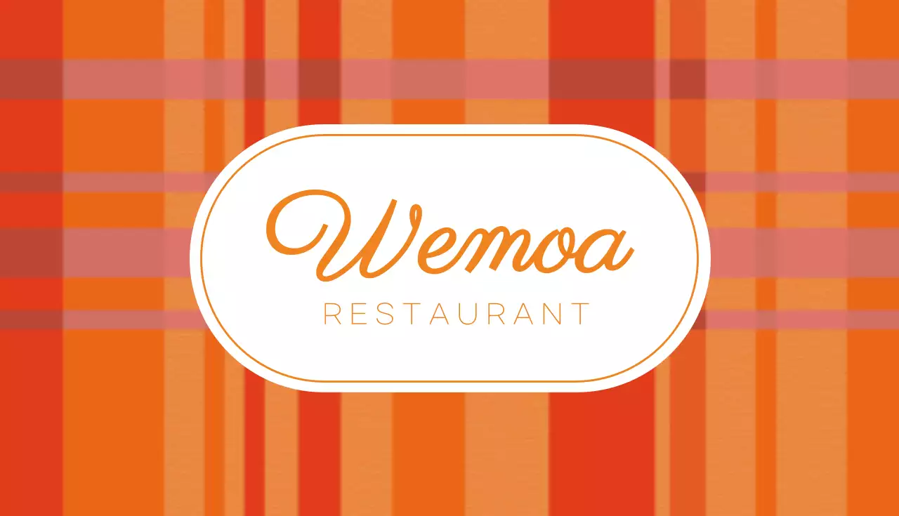 オレンジ シンプル レストラン 名刺