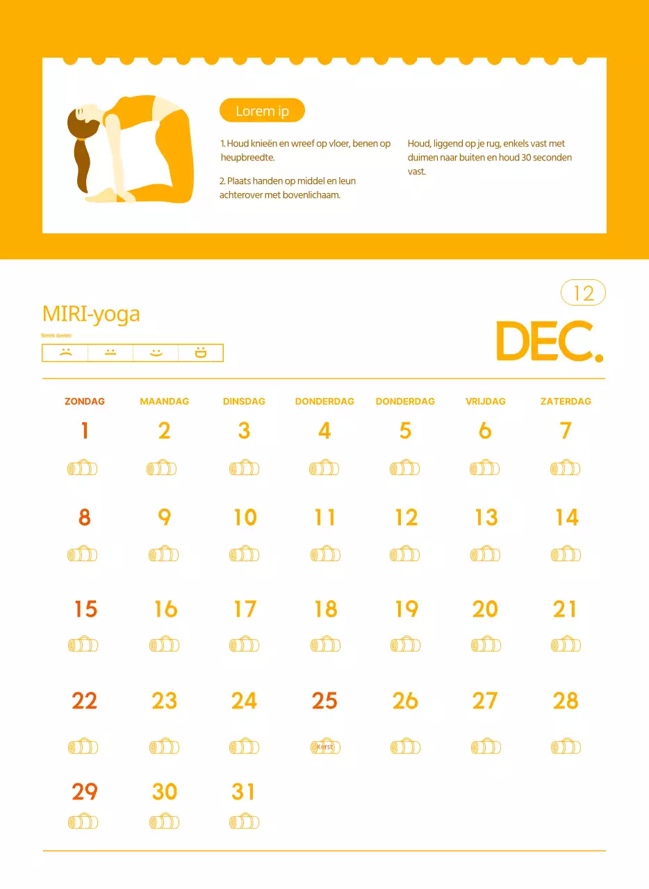 Oranje kalenders om weg te geven als je je yogastudio promoot