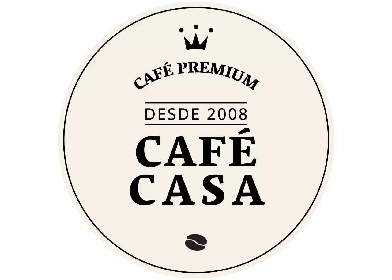 Logótipo simples do café com emblema em castanho claro e preto