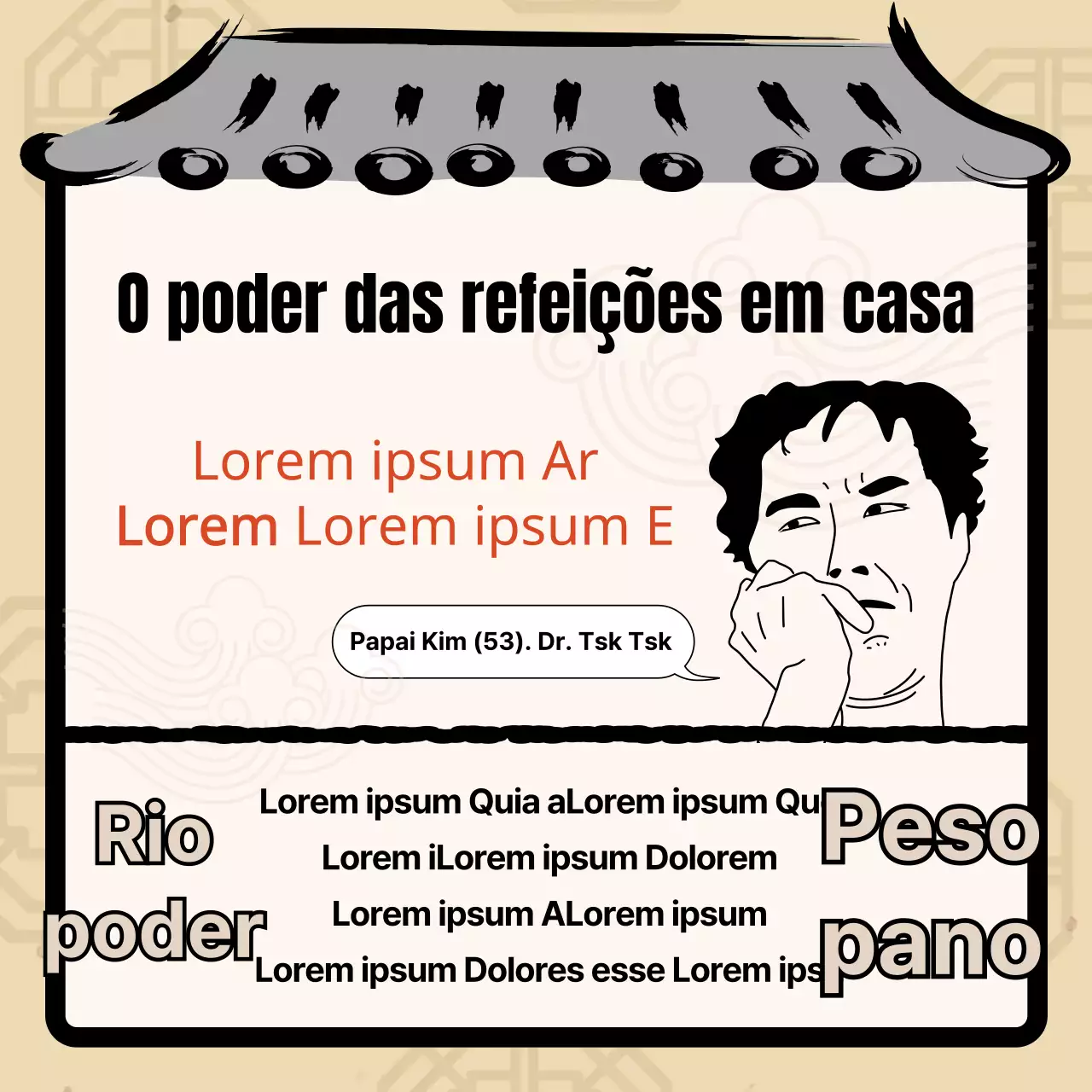 Sensibilidade de filme B com telhados de telha azul-marinho e ilustrações divertidas para manter as coisas interessantes