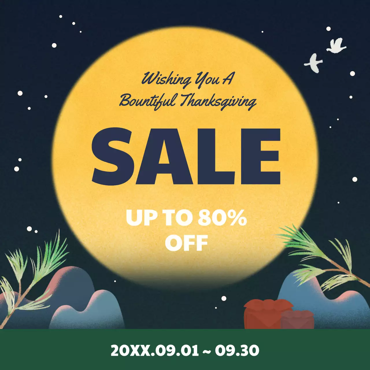 Yellow Traditional Thanksgiving Promotion Social Media Post