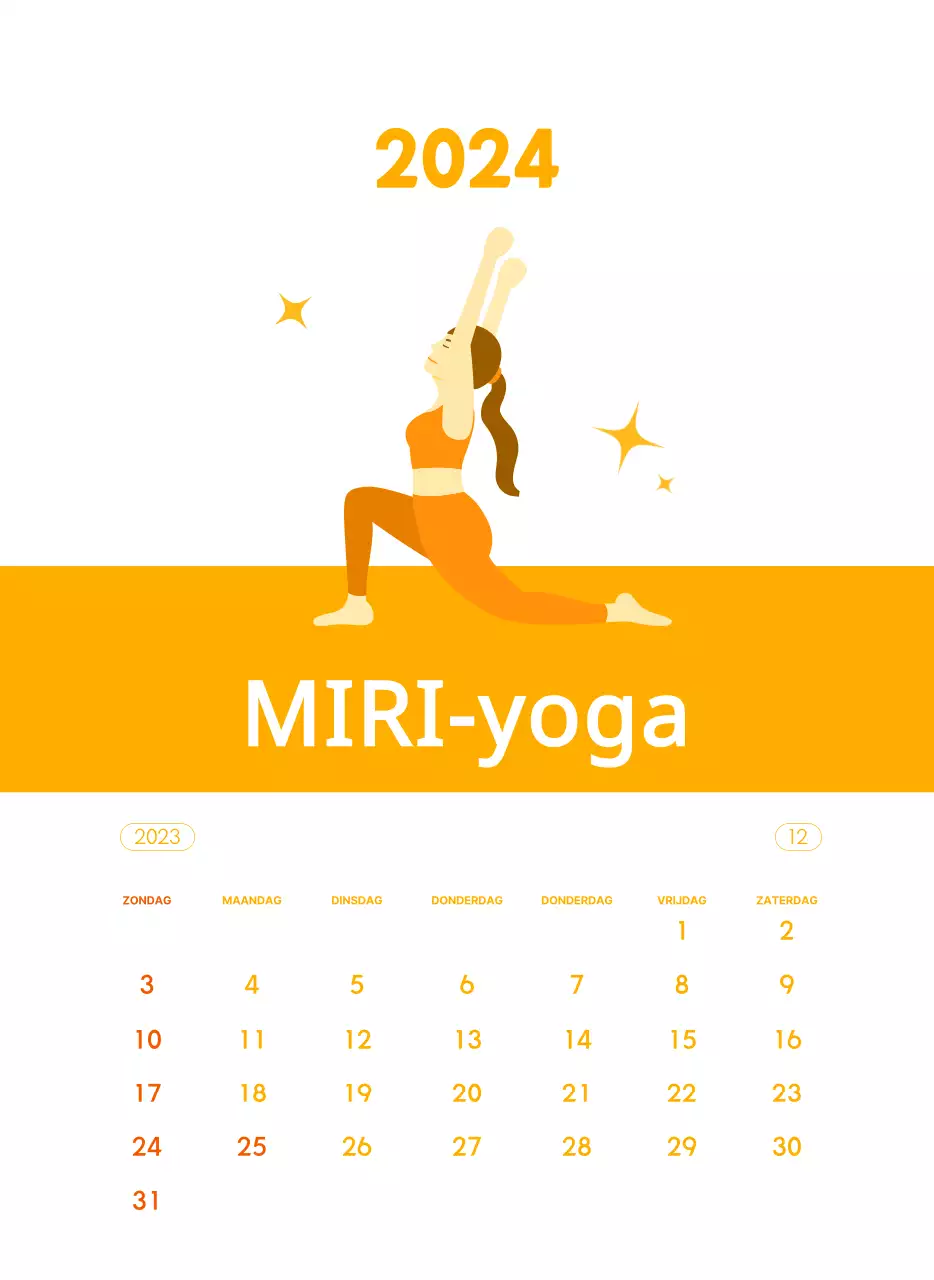 Oranje kalenders om weg te geven als je je yogastudio promoot