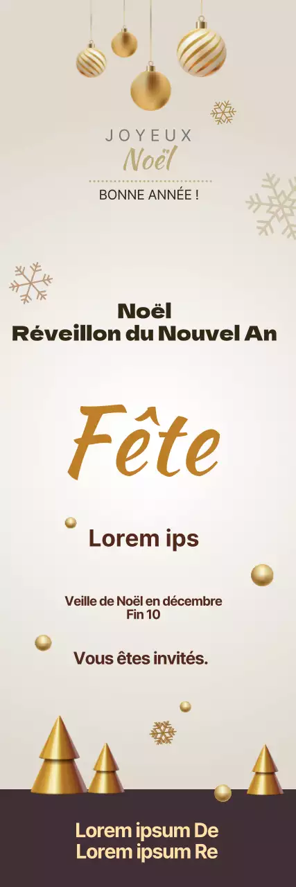 Invitation à une fête de Noël avec des lettres beiges