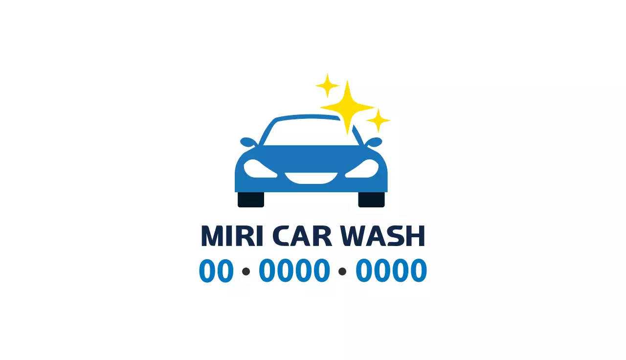 青 シンプル 洗車 カード 名刺