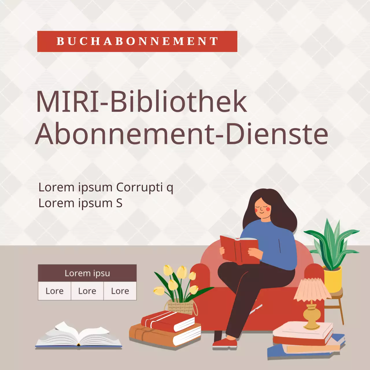Über den Abonnementdienst der Beige und Rot illustrierten Bibliothek