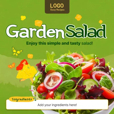 Green Playful Salad Recipe Social Media Post