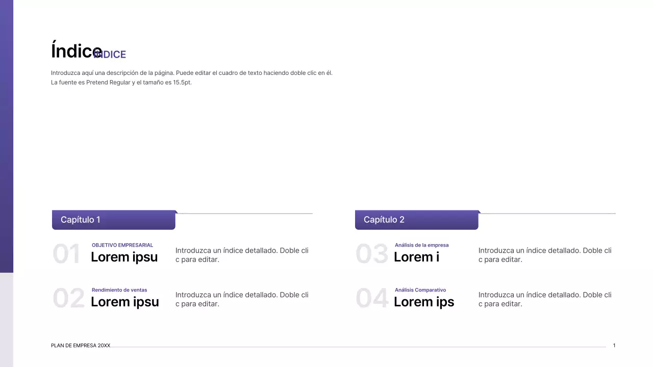 Kit de presentación de plan de negocio con concepto de índice de degradado púrpura