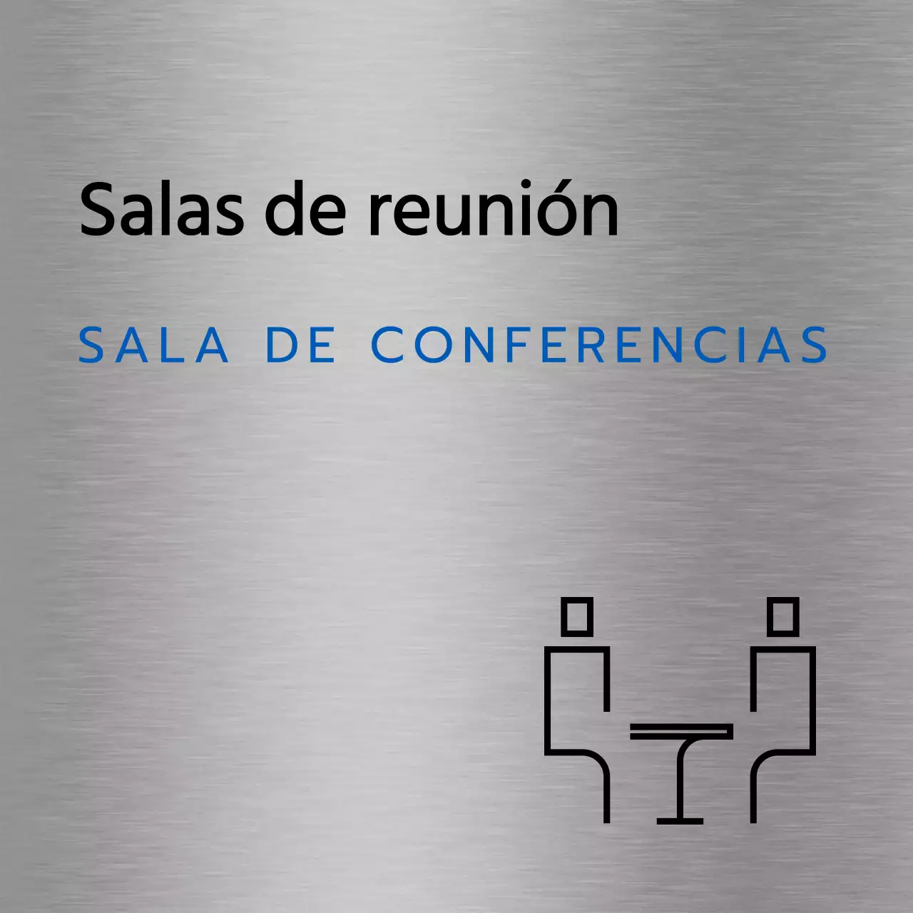 Nombres de lugares y planos de la empresa con sencillos iconos negros y azules