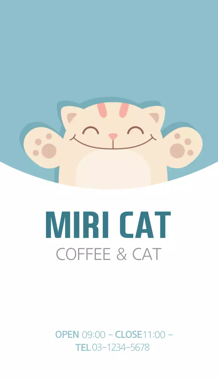 水色 かわいい カフェ ロゴ 名刺