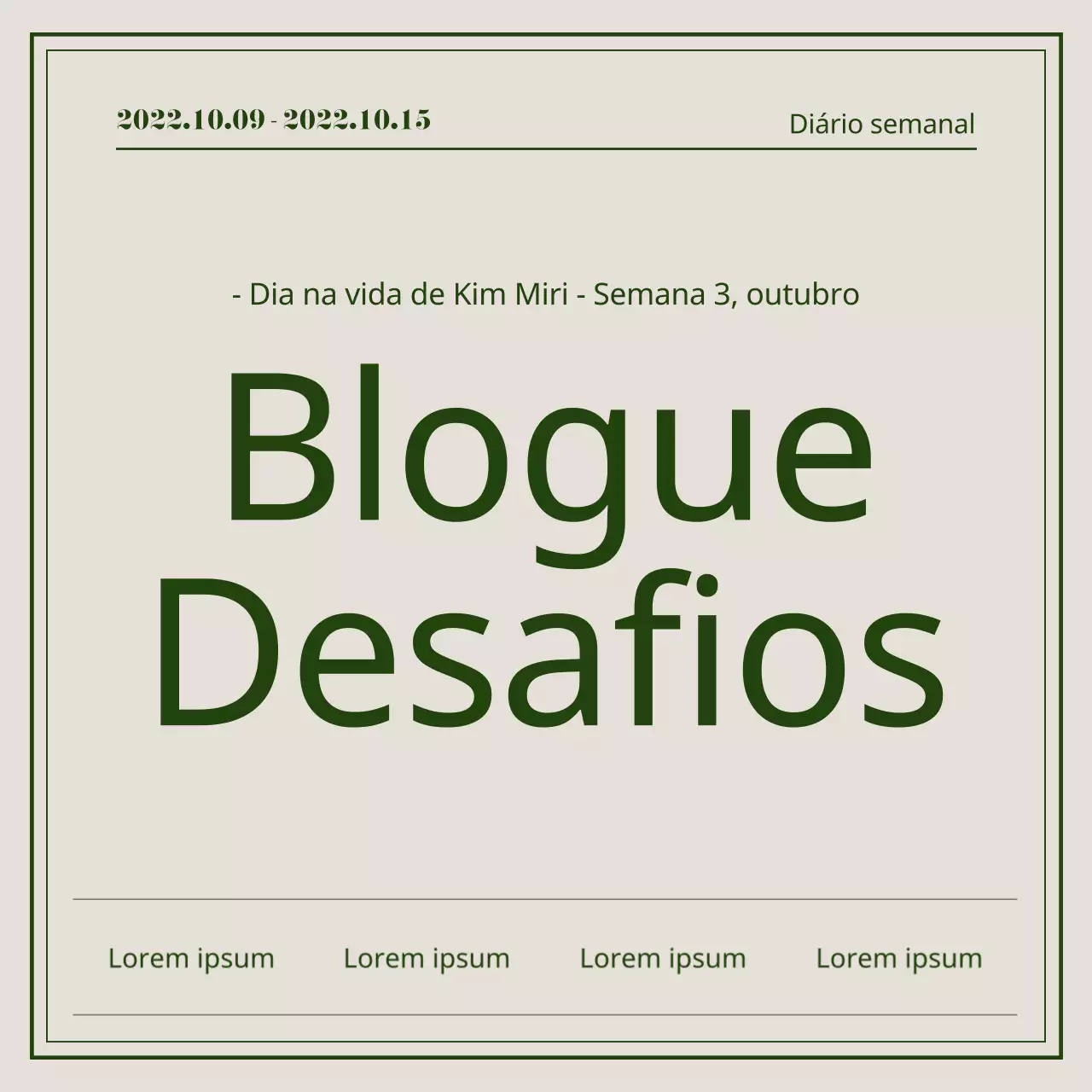 Desafio de blogue com um conceito simples de tipografia verde