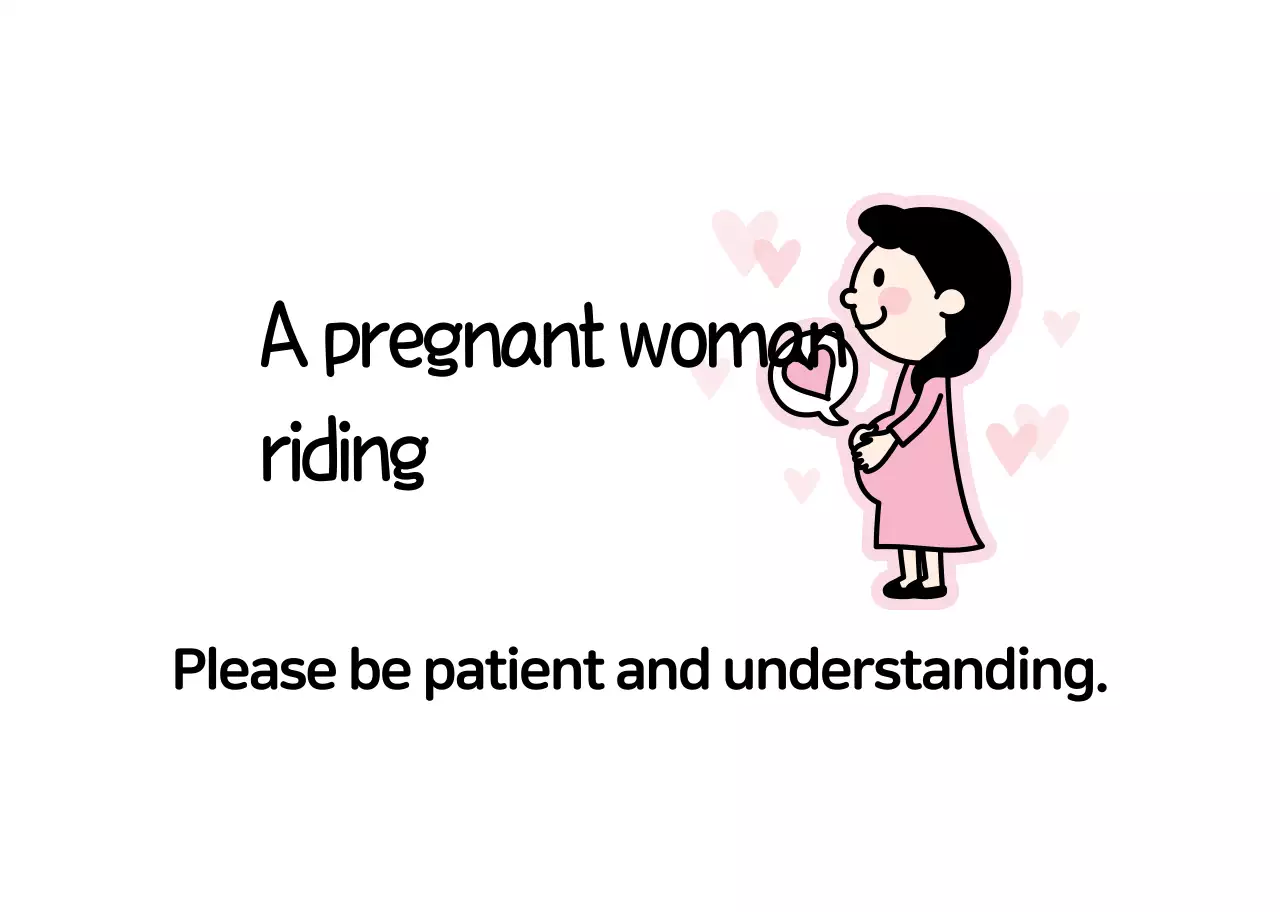 Màu hồng minh họa phụ nữ mang thai lên xe thông tin