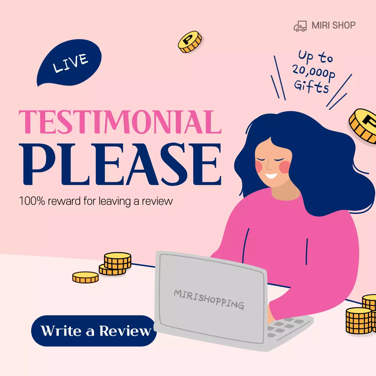 Pink Trendy Testimonial Promotion Social Media Post