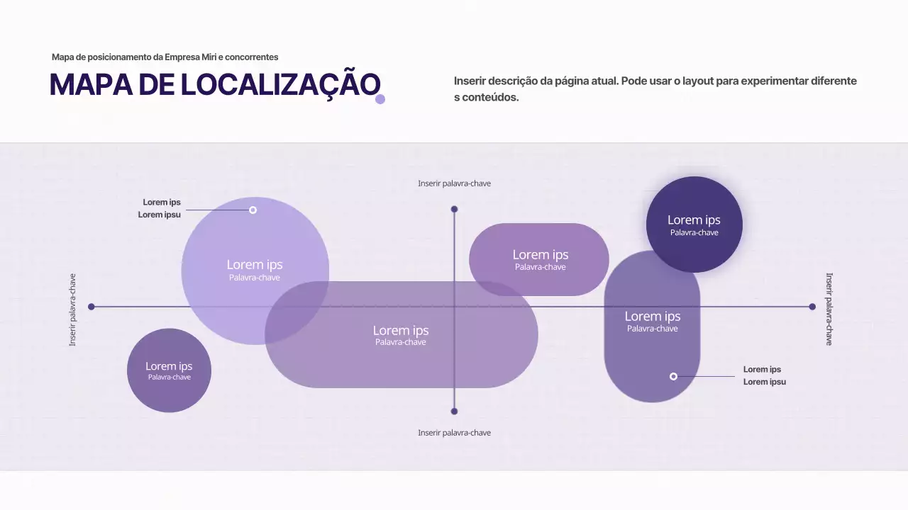 Conceito limpo do mapa de posicionamento da empresa em púrpura
