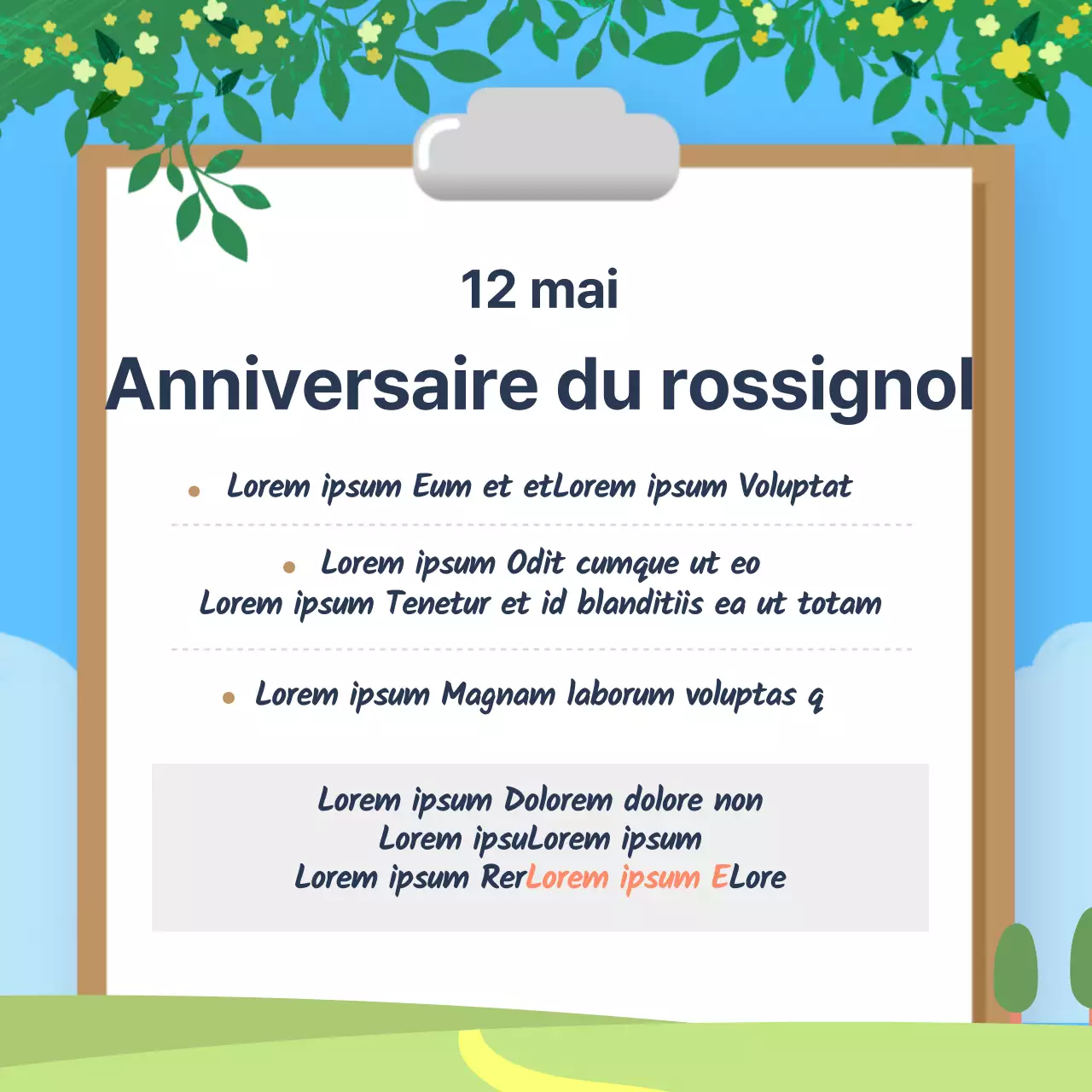 Carte de la Journée mondiale de l'infirmière avec un motif de nouvelles bleues