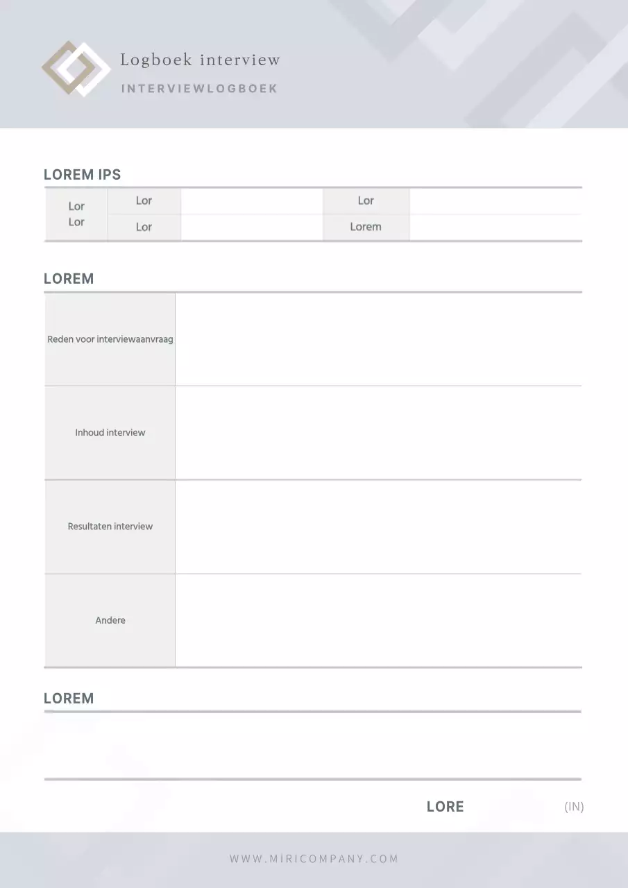 Eenvoudig grijs bedrijfsdocumentatie interviewlogboek