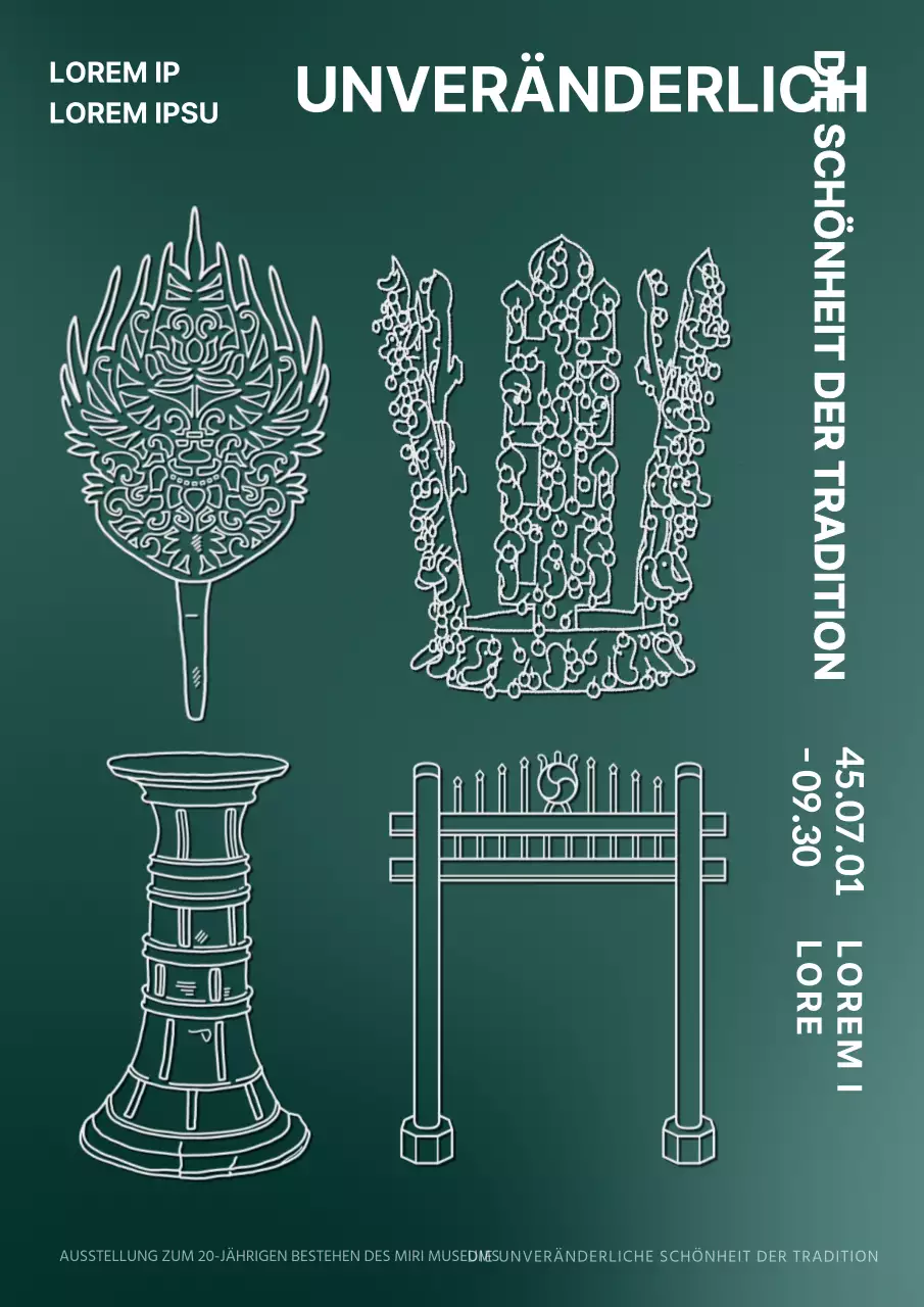 Grünes luxuriöses Kulturerbe Zeichnung Konzept Museum