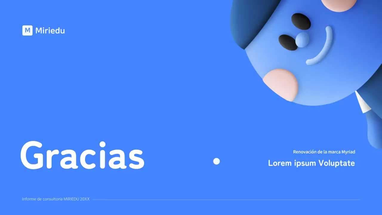 Un personaje tridimensional azul con un concepto limpio para un informe de consultoría.