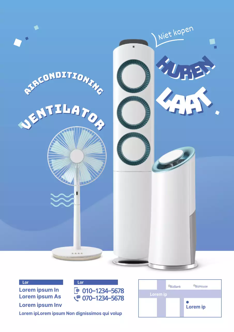 Promoot een verkoopevenement met een foto van blauwe zomertoestellen