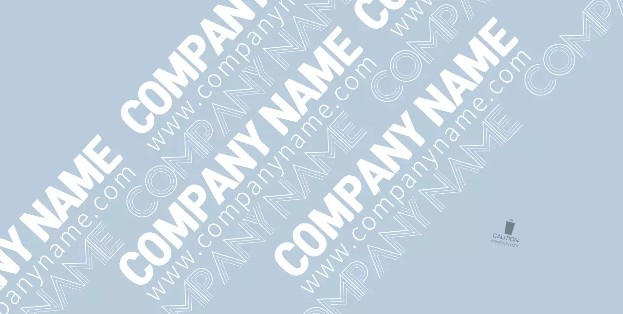 Blue text brand name