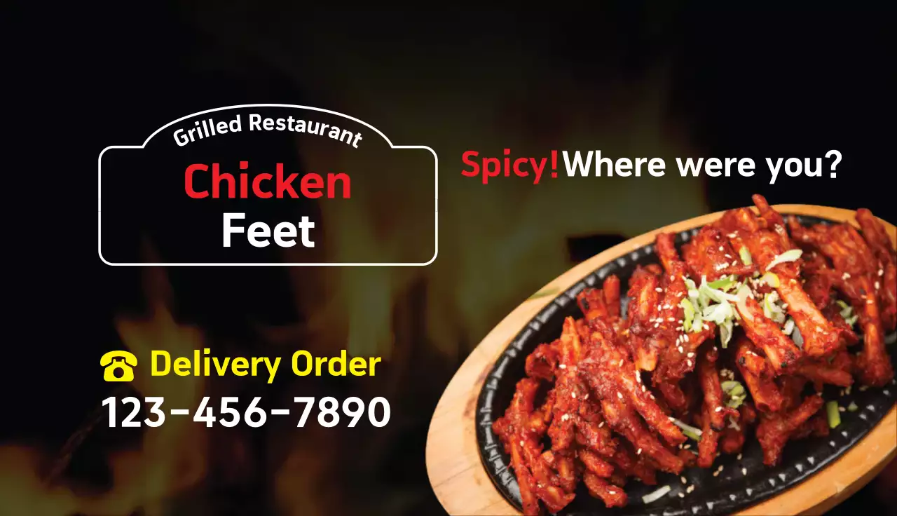 Red Trendy Chicken Promotion Business Card