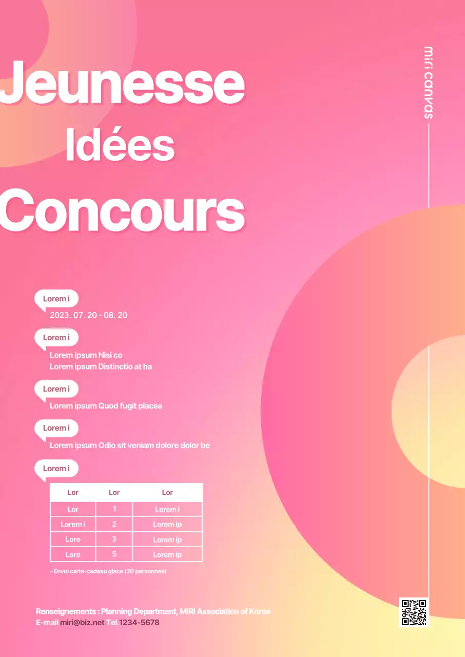 Promouvoir un concours avec une forme simple sur fond rose