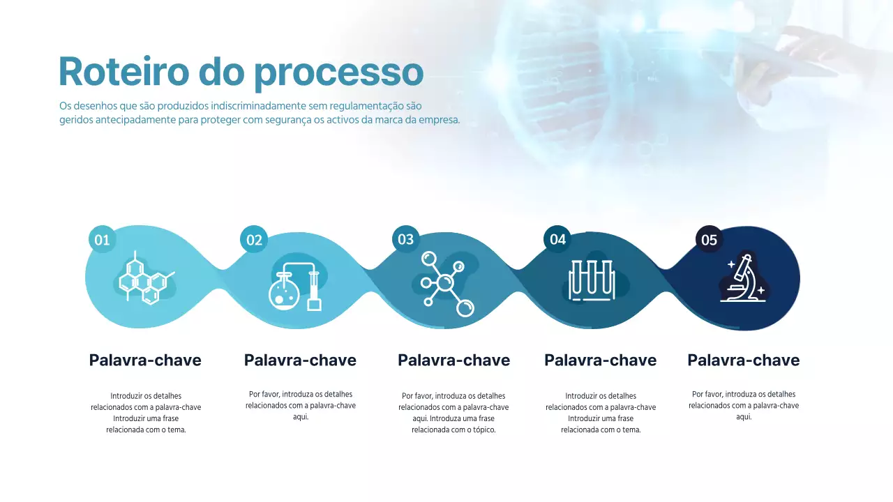 Ícone de investigação com gradiente azul Roteiro do processo