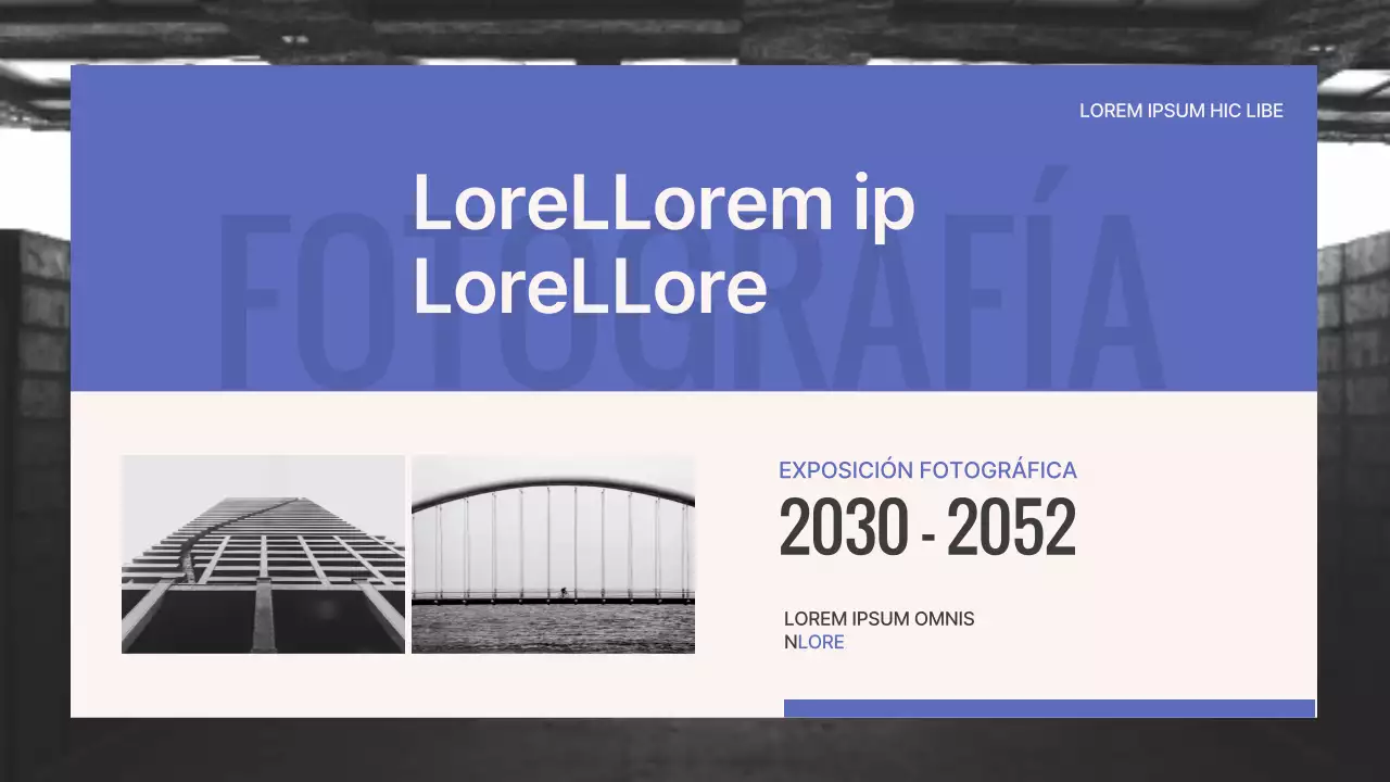 Propuesta de exposición fotográfica Grid Concept en morado y beige