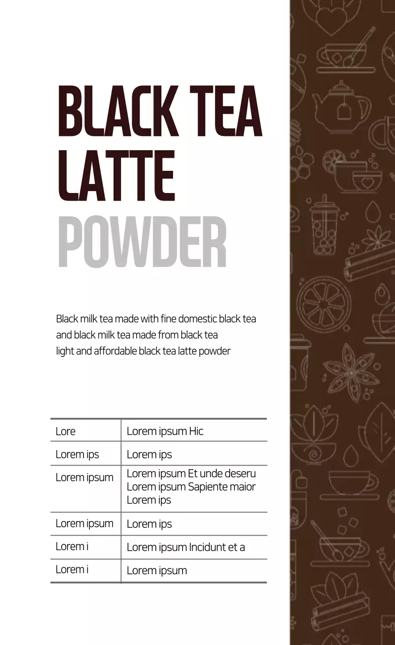 Nhãn bột trà đen minh họa màu nâu