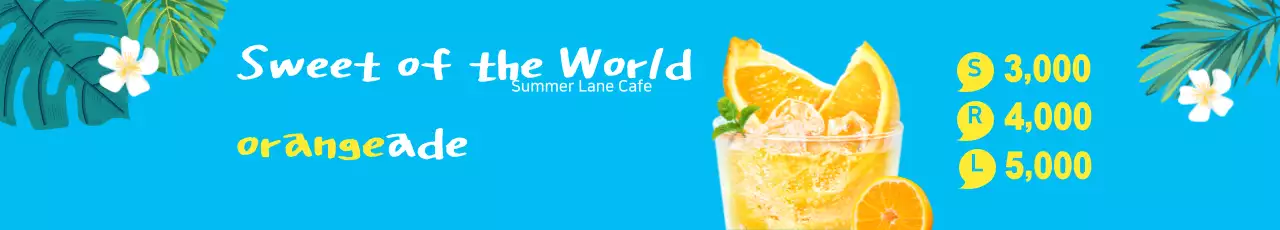 Faixa promocional de laranjada tropical azul