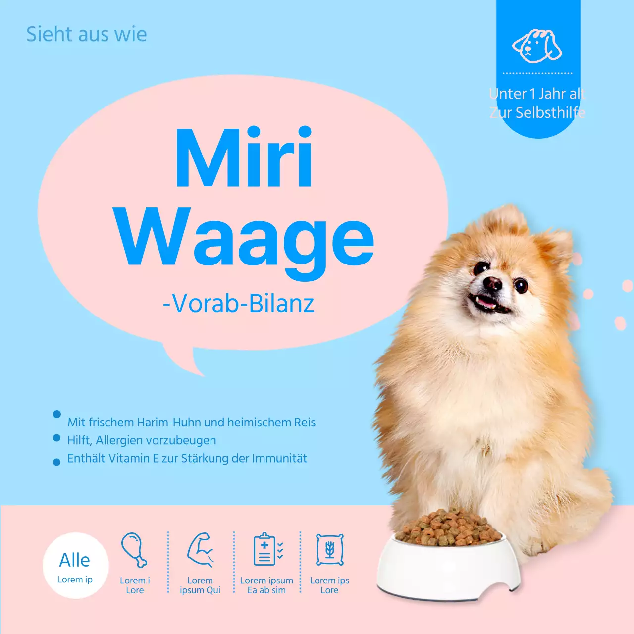 Ein Leitfaden für niedliche, grafische Haustierprodukte in Rosa und Hellblau