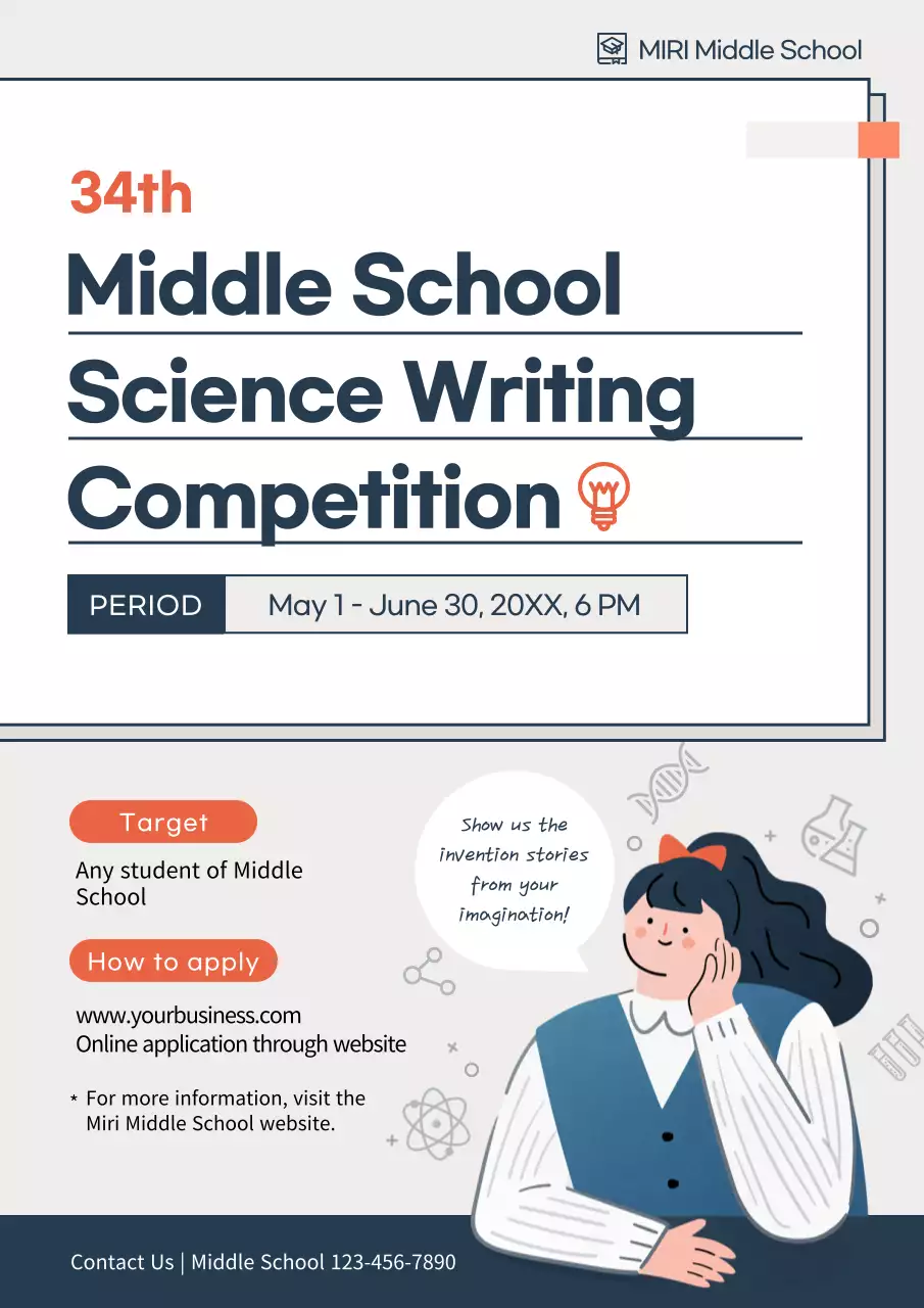 Orange Simple Science Competition Announcement Poster